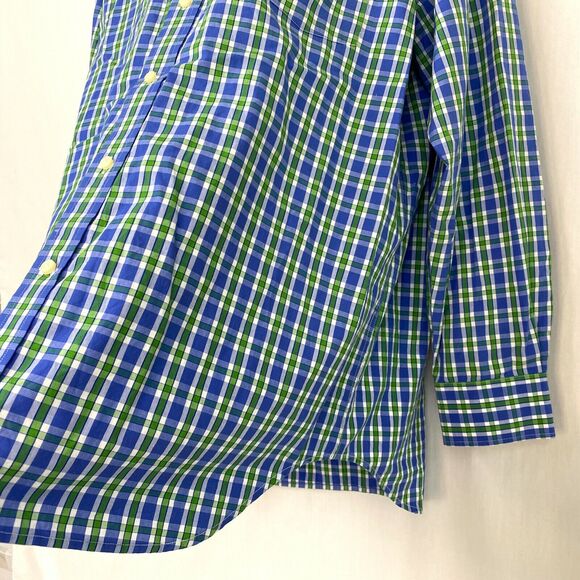 Tailorbyrd XXL Button Up Shirt Plaid Long Sleeve Mens Blue Green Casual Pocket - Picture 5 of 11
